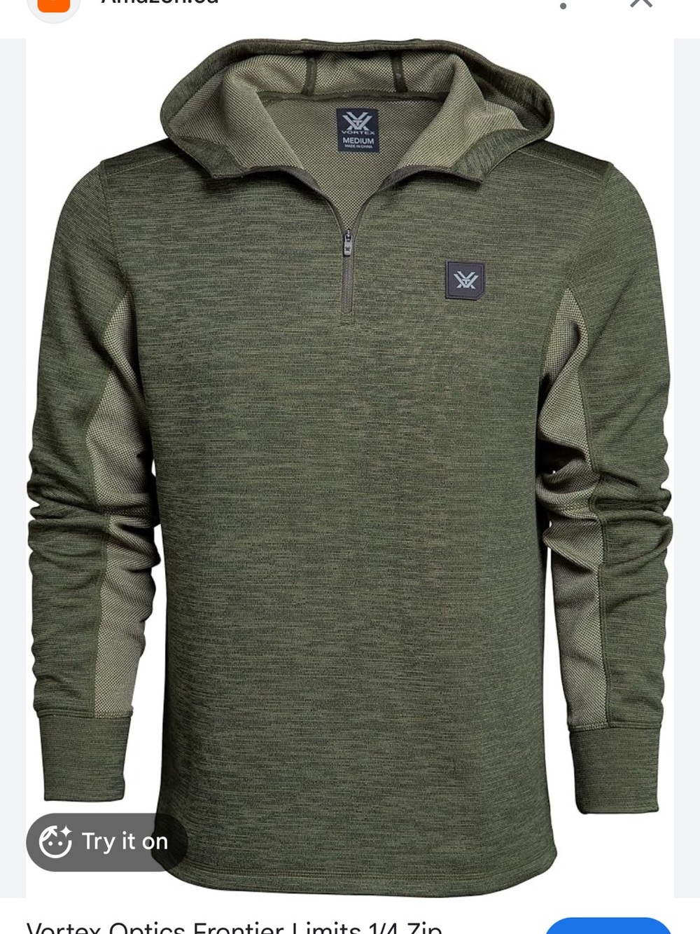 Vortex Optics Frontier Limits 1/4 Zip Hoodie in the color Mayfly Mens size large